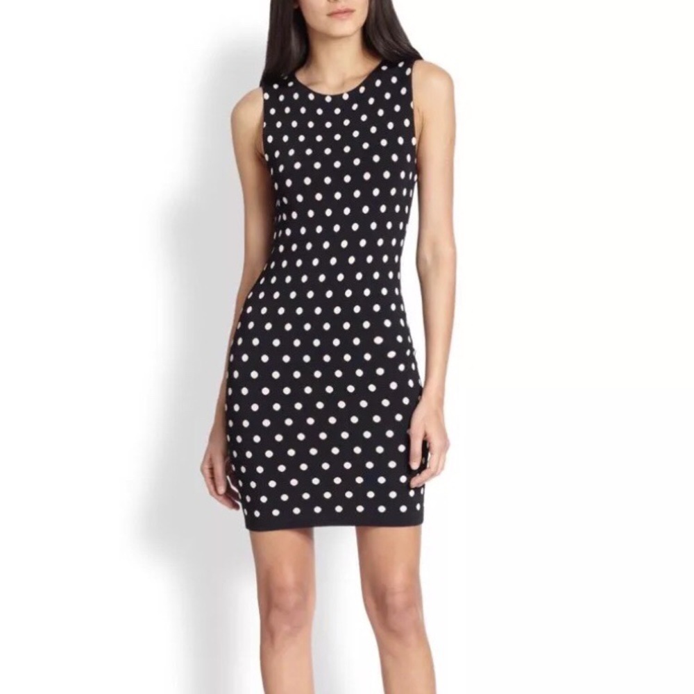Alice + Olivia Black and White Polka Dot Midi Dress
